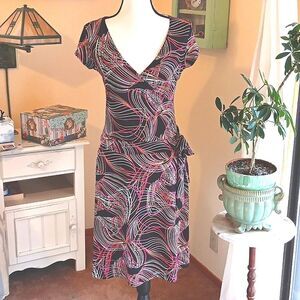 Vol.1 Wrap Front Dress. Abstract Graphics. Spirograph. Fit and Flare